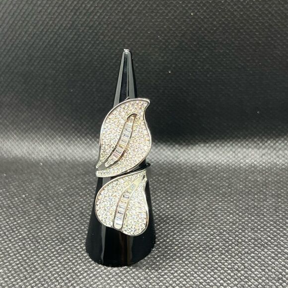 Sterling Silver 925 Adjustable Double Leaf Ring - Picture 8 of 10